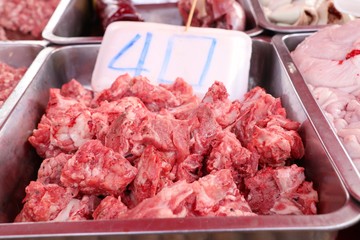 fresh pork meat in market