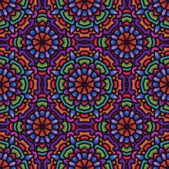 Mandala seamless pattern with rounded floral ethnic mandala ornament. Tribal pattern background