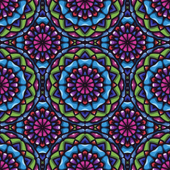 Mandala seamless pattern with rounded floral ethnic mandala ornament. Tribal pattern background