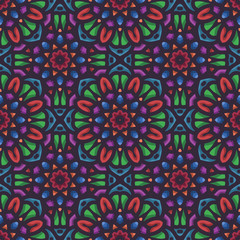 Mandala seamless pattern with rounded floral ethnic mandala ornament. Tribal pattern background