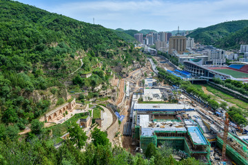 Obraz premium Yan'an City - May 23, 2018, Photographed at Baota Mountain, Yan'an City, Shaanxi Province, China