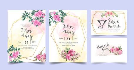 Fototapeta na wymiar floral background with flowers wedding invitation set