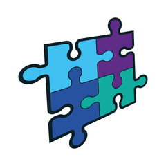 Obraz premium Four piece puzzle. 4 step process diagram. Four section. Square schedule diagram. Isolated, white. Illustration