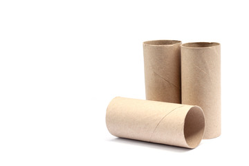 Empty toilet paper roll isolate on white background.