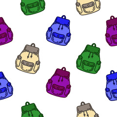 School Bag Seamless Vector Pattern. Bag Background