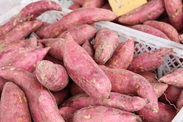 Fresh yam for cooking in the market
