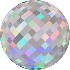 Diamond bead 3d graphic. Hologram glass ball. 