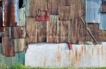 rusty corrugated iron wall sheets background. 
