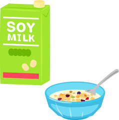 豆乳をかけたグラノーラ