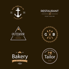 Sets of vintage badge logo template with simple and minimalistic style