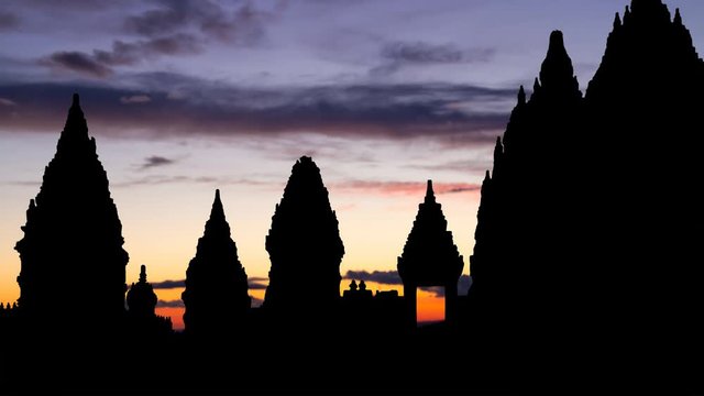 Prambanan Hindu Temple at Dusk, Yogyakarta, Java island, Indonesia