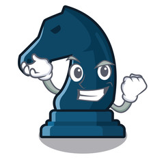 Successful chess knight next to cartoon table © kongvector