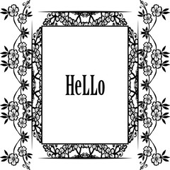 Vector illustration greeting card hello with ornament design wreath frame