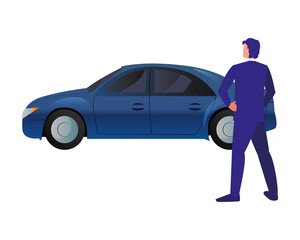 man with her car icon vector ilustration