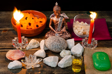 spa buddha stones relaxation and candles