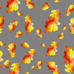 Fototapeta na wymiar Autumn leaves pattern. Bright and beautiful leaves of orange and yellow. Suitable for printing on fabric and paper.