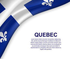 waving flag of Quebec - obrazy, fototapety, plakaty
