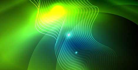 Color neon lights with waves abstract background