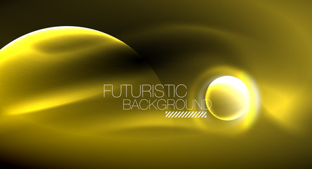 Blurred neon glowing round shapes, abstract circles and lights