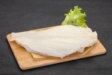 Raw halibut fillet