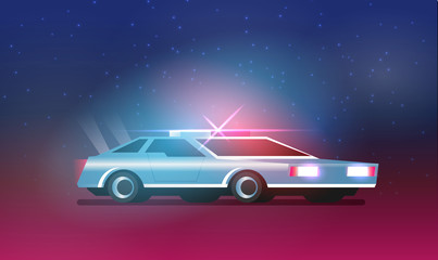 Obraz na płótnie Canvas Retro future, 80s style Sci-Fi Background. Futuristic car.