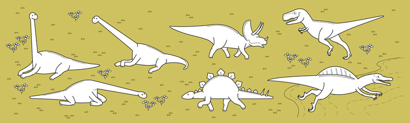 cute dinosaurs vector set 