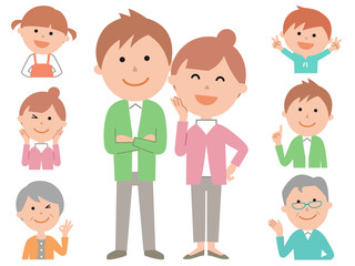 六人家族 表情 笑顔