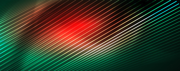 Vector neon light lines concept, abstract background