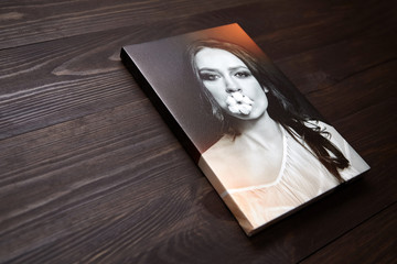 Photo canvas print. Gallery wrap, photography printed on glossy synthetic canvas and stretched on...