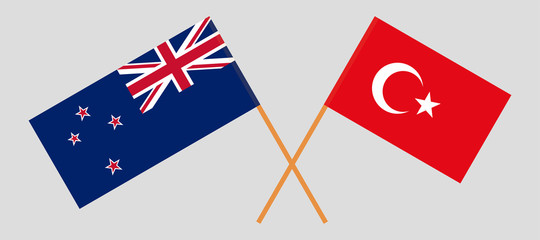 Crossed New Zealand and Turkish flags