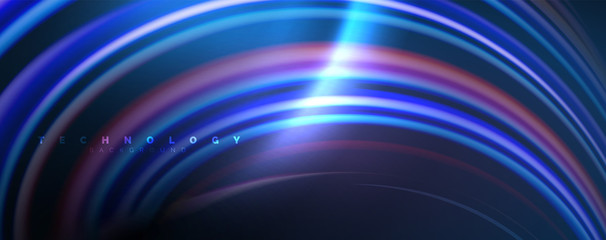 Fluid color waves with light effects, vector abstract background