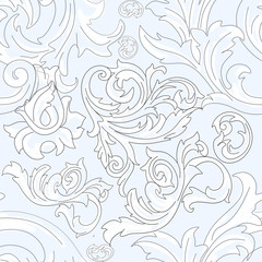 Monogram blue. Gentle print suitable for printing on fabric and on paper. Seamless pattern.