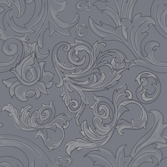 Ornament of white flowers on a gray background. Suitable for printing on paper and fabric. Seamless pattern.