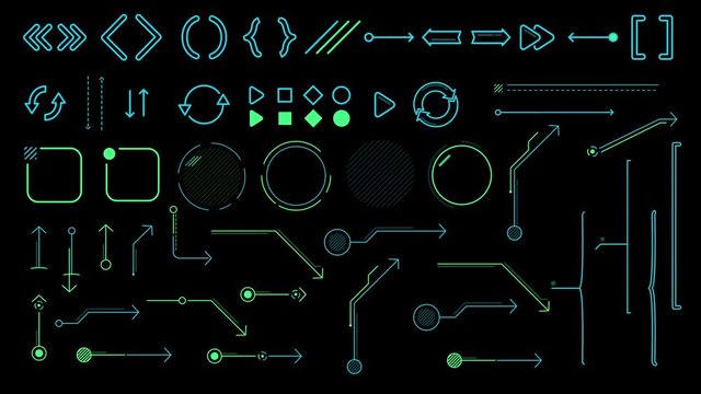 Collection of animated infographic elements and arrows