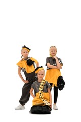 Young girls in colorful costumes shot