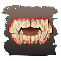 Magical teeth of a vampire or ghouls. Vector icon. Illustration.