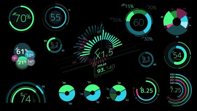 Circle colored graphics on a black background
