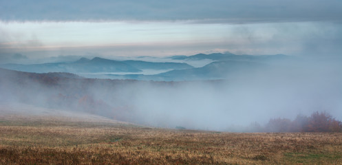 Carpathian Mountains in the clouds