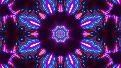 blue red scifi kalaidoscope flower with glowing pattern