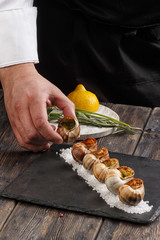 cook snails on sea salt