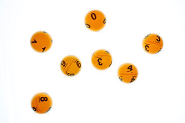 Fototapeta premium Lotto balls with number on white background for online casino concept