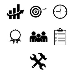 Set of black business icon on white