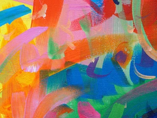 Gordijnen Oil paint colorful brush stroke splash drop sweet colors abstract background and texture.  © v.stock