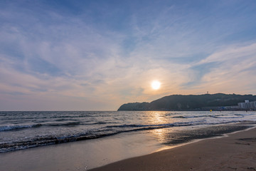 逗子海岸の美しい夕景