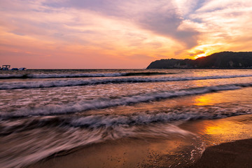 逗子海岸の美しい夕景