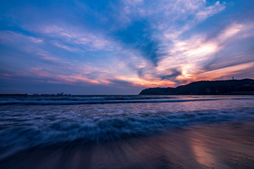 逗子海岸の美しい夕景