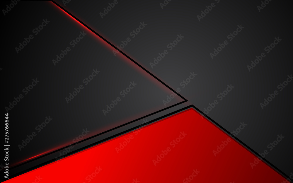 Aufkleber abstract background red and black frame layout steel design tech innovation concept with triangle sh