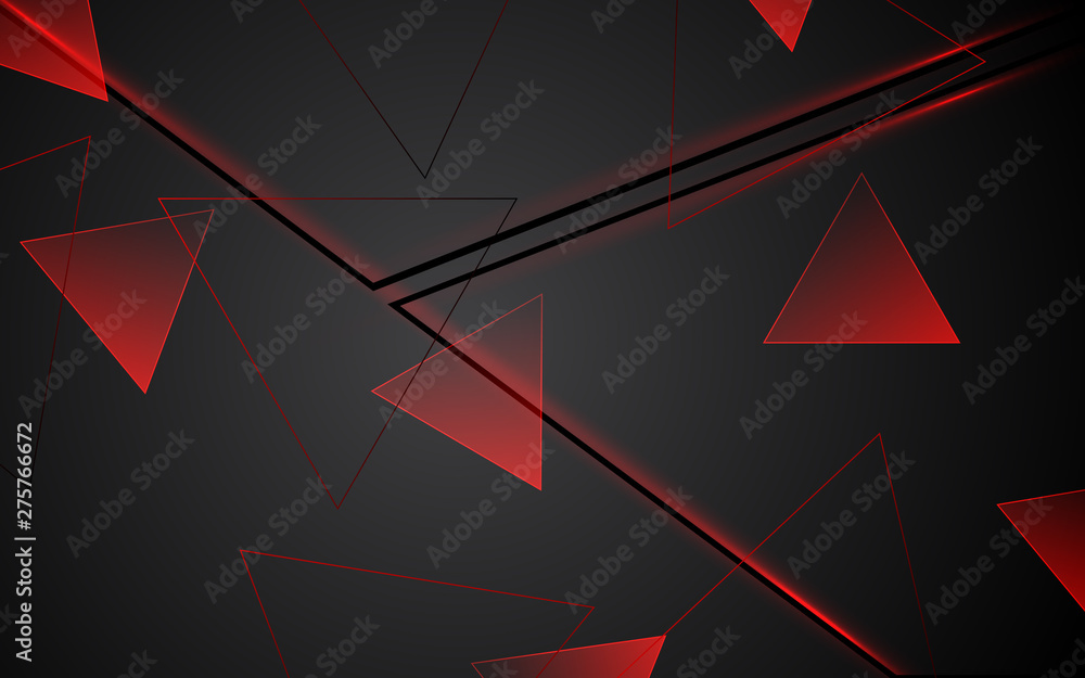 Poster abstract background red and black frame layout steel design tech innovation concept with triangle sh