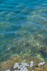                      Stone beach of mediterranian sea, sea coast. Natural background.           