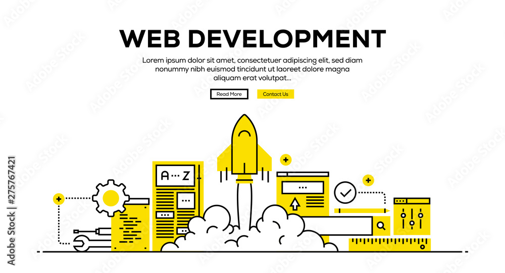 Poster web development flat line web banner design